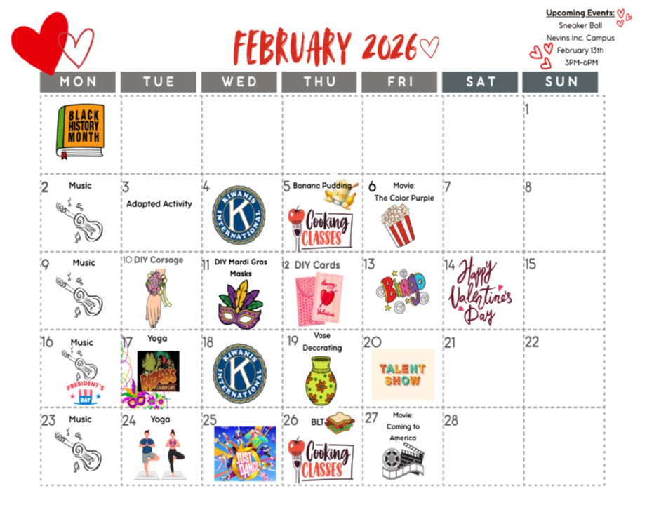 Nevins Feb 2026 Calendar